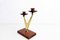 Art Deco Candleholder in Teak and Brass, 1950s 10