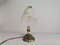 Portuguese Art Deco Brass and Frosted Glass Table Lamp, 1930s 3