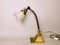 Art Deco Goose Neck Table Lamp in Brass and Frosted Glass from General Electric, 1930s 2