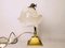 Art Deco Schwanenhals Tischlampe aus Messing & Milchglas von General Electric, 1930er 4