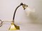 Art Deco Goose Neck Table Lamp in Brass and Frosted Glass from General Electric, 1930s 1
