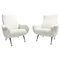 Mid-Century Modern Italian White Fabric Armchairs, 1950s, Set of 2 1