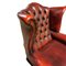 Queen Anne Chesterfield Armchair in Oxblood Red Leather 5