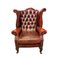 Queen Anne Chesterfield Armchair in Oxblood Red Leather 1