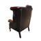 Fauteuil Chesterfield Queen Anne en Cuir Rouge Sang de Boeuf 4