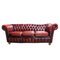 Chesterfield Sofa aus rotem Leder 1