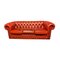 3-Sitzer Chesterfield Sofa aus rotem Leder 1