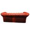 3-Sitzer Chesterfield Sofa aus rotem Leder 4