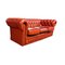 3-Sitzer Chesterfield Sofa aus rotem Leder 2