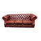 3-Sitzer Chesterfield Sofa aus braunem Leder 1