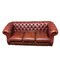 3-Sitzer Chesterfield Sofa aus braunem Leder 8