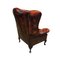 Queen Anne Chesterfield Armchair in Oxblood Red Leather, Image 4