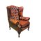 Queen Anne Chesterfield Sessel aus rotem Leder 2