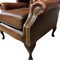 Queen Anne Chesterfield Sessel aus braunem rotem Leder 6