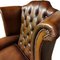 Queen Anne Chesterfield Armchair in Brown Red Leather 7