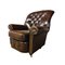 Fauteuil Queen Anne Chesterfield en Cuir Marron Rouge 2