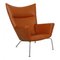 Walnut Anilin Leather Wingchair by Hans J. Wegner for Carl Hansen & Søn, 1990s 2