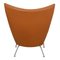 Cognac Anilin Leather Wingchair by Hans J. Wegner for Carl Hansen & Søn, 1990s, Image 4