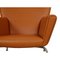 Poltrona alata in pelle Anilin color cognac di Hans J. Wegner per Carl Hansen & Søn, anni '90, Immagine 7