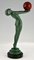 Max Le Verrier, desnudo Art Déco con bola, 1930, metal sobre mármol, Imagen 3
