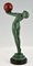 Max Le Verrier, Art Deco Nude with Ball, 1930, Metal on Marble, Immagine 4