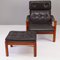 Mid-Century Danish Leather Lounge Chair with Ottomann, 1970s, Set of 2 5