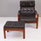 Mid-Century Danish Leather Lounge Chair with Ottomann, 1970s, Set of 2, Image 5