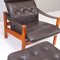 Mid-Century Danish Leather Lounge Chair with Ottomann, 1970s, Set of 2 2