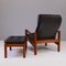 Mid-Century Danish Leather Lounge Chair with Ottomann, 1970s, Set of 2, Image 6