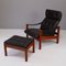 Mid-Century Danish Leather Lounge Chair with Ottomann, 1970s, Set of 2 7