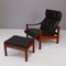 Mid-Century Danish Leather Lounge Chair with Ottomann, 1970s, Set of 2, Image 7