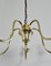 Lámpara de araña de latón con cinco brazos atribuida a Fog & Mørup, años 50, Imagen 7