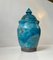 Vintage Danish Turquoise Raku Glazed Cubist Urn, 1970s 4
