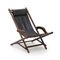 Black Leather Deck Chair with Armrests, 1940s 1