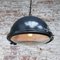 Vintage Blue Industrial Enamel Clear Glass Pendant Lamps, Image 4