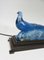 Lámpara de mesa Art Déco de vidrio azul de Verlys France, años 20, Imagen 7