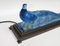 Lámpara de mesa Art Déco de vidrio azul de Verlys France, años 20, Imagen 6
