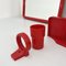 Red Bathroom Set with Mirror with Lights from Carrara & Matta, 1970s, Set of 3 8