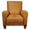 Vintage French Cognac-Colored Leather Club Chair, 1940s, Image 1
