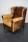 Vintage Dutch Cognac Colored Leather Wingback Club Chair 14