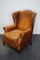 Vintage Dutch Cognac Colored Wingback Leather Club Chair with Footstool, Set of 2 10