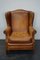 Vintage Dutch Cognac Colored Wingback Leather Club Chair with Footstool, Set of 2 5