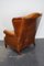 Vintage Dutch Cognac Colored Wingback Leather Club Chair with Footstool, Set of 2 14