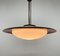 Mid-Century Italian Teak Wood, Milk Glass & Brass UFO Pendant, 1960s, Image 12