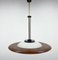 Mid-Century Italian Teak Wood, Milk Glass & Brass UFO Pendant, 1960s, Image 5