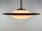 Mid-Century Italian Teak Wood, Milk Glass & Brass UFO Pendant, 1960s 4