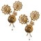 Crystal and Brass Flower Wall Lights from Palwa, Germany, 1965, Set of 2 1