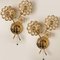 Crystal and Brass Flower Wall Lights from Palwa, Germany, 1965, Set of 2 3