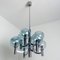 Chrome and Light Blue Glass Chandelier in the Style of Hans-Agne Jakobsson, 1970s 5