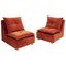 Mid-Century Italian Orange Velvet Fabric Fireside Chairs, 1970s, Set of 2 1